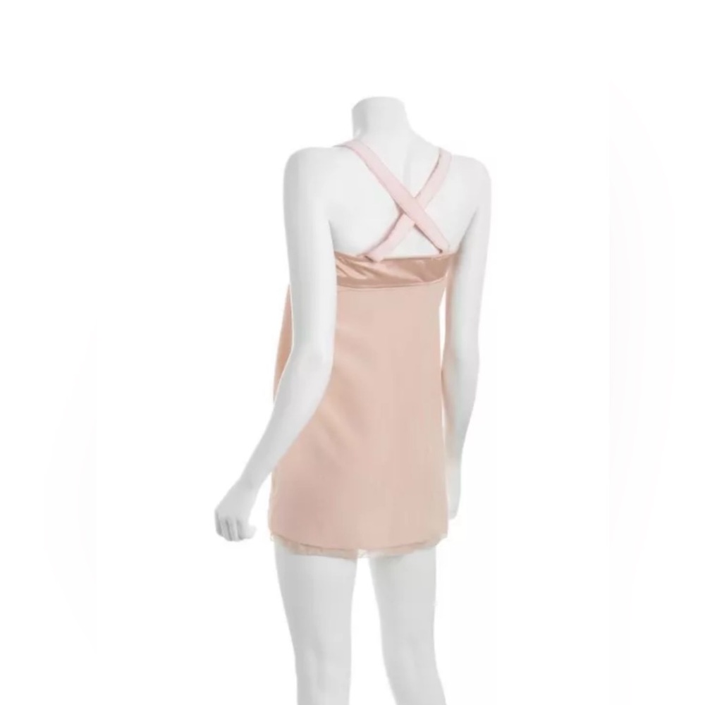 Alexander Wang Pale Blush Satin Slip Mini Dress with Cross Back Straps